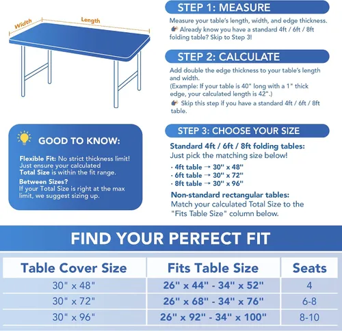 Miniatura 6 de Mantel de elastano para mesas rectangulares de 6 pies, paquete de 4 unidades, color azul aguamarina, para picnic al aire libre, manteles elásticos