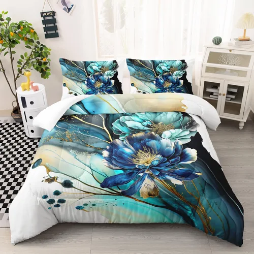Miniatura 16 de AILONEN Juego de edredón de mariposa azul tamaño Queen, juego de ropa de cama de 3 piezas de animales elegantes, azul marino oscuro cielo nocturno