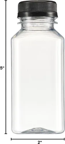 Miniatura 8 de GUSTO 25 botellas de jugo de plástico reutilizables con tapas, etiquetas, cepillo y embudo de silicona, botellas de plástico transparente con tapas