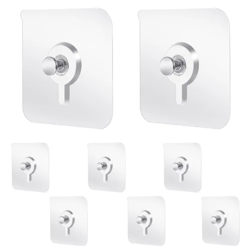 Mabor Ganchos adhesivos sin taladro, 6 piezas de colgadores de fotos de plástico sin uñas, colgadores de pared sin clavos, colgador de foamboard