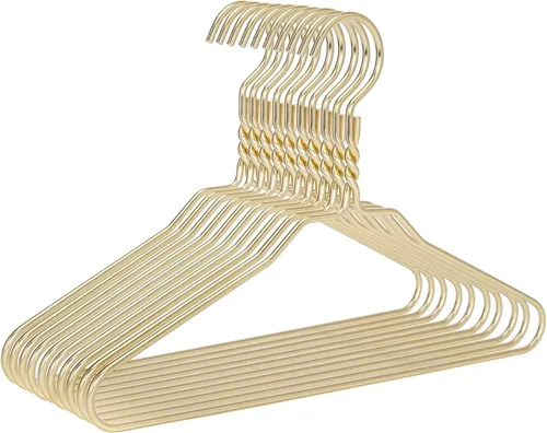Miniatura 10 de Hermosas perchas de metal de aluminio dorado para colgar abrigos resistentes (tamaño adulto)