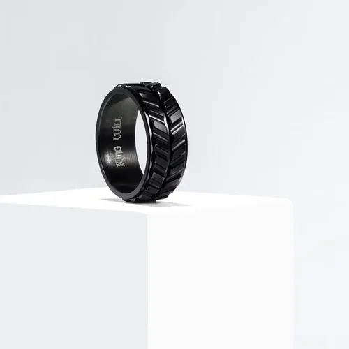 Miniatura 2 de King Will Anillo de ansiedad giratorio para hombre, color negro, plateado, dorado, 0.315 in, cadena de malla de alambre de acero inoxidable, malla