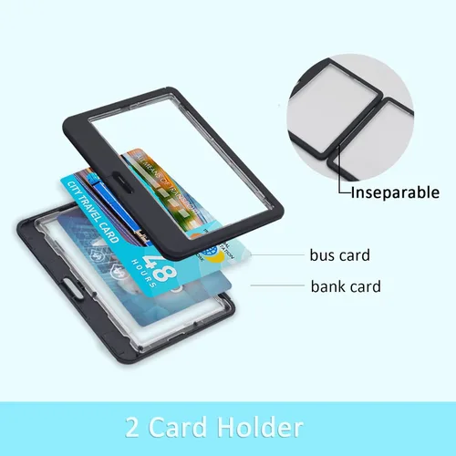 Miniatura 4 de Paquete de 3 soportes horizontales para tarjetas de identificación transparentes de doble cara, impermeable, resistente, para tarjetas