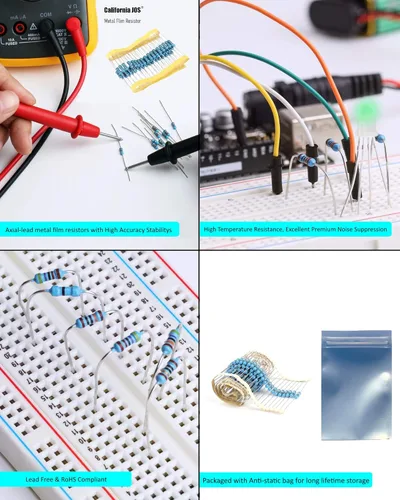 Miniatura 4 de California JOS 100 unidades de resistencia de 0.12 ohmios 1/4w (0.25 W) Resistencia fija de película metálica de tolerancia ±1%, más de 189 valores