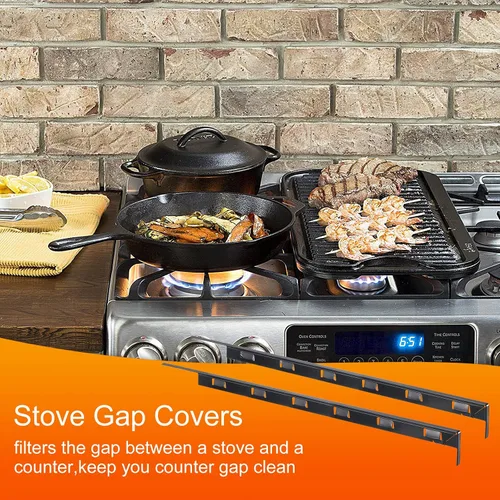 Miniatura 6 de uxcell Cubiertas para huecos para estufas, relleno de huecos para estufas de cocina, cubierta de aluminio para horno de 25.59 pulgadas de largo