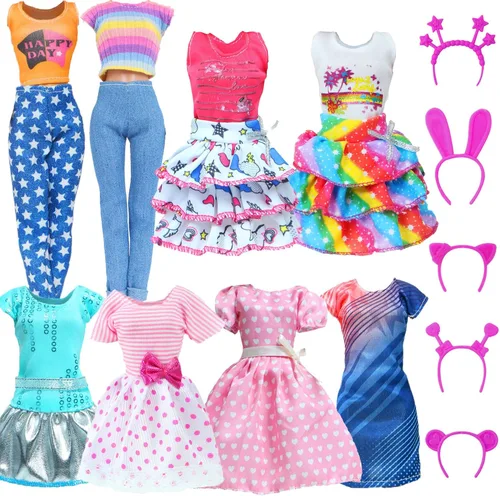 Miniatura 7 de 65 piezas de ropa y accesorios para muñecas, 5 vestidos de moda, 3 vestidos de novia, 4 trajes de arriba y pantalones, 3 trajes de baño, 5 faldas