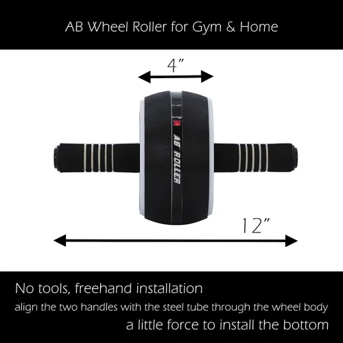 Miniatura 4 de Rodillo de rueda AB, rueda de ejercicios abdominales de fitness, rodillo de entrenamiento de fuerza, 12 pulgadas de ancho Rojo