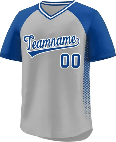 Miniatura 28 de Camiseta de béisbol personalizada con cuello en V para hombres, mujeres y jóvenes, camisetas de béisbol personalizadas con costuras o estampadas