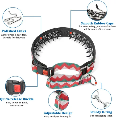 Miniatura 3 de Mayerzon Martingala - Collar de púa para perro sin tirones, collar personalizado con patrones geométricos para perros grandes, medianos y pequeños