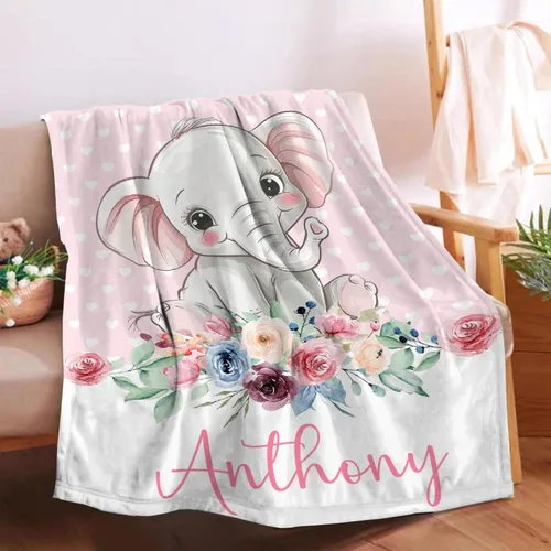 Miniatura 45 de Manta de bebé personalizada para niñas y niños pequeños, recién nacidos, regalos personalizados de vaca floral con nombre y texto, 40 x 30 pulgadas