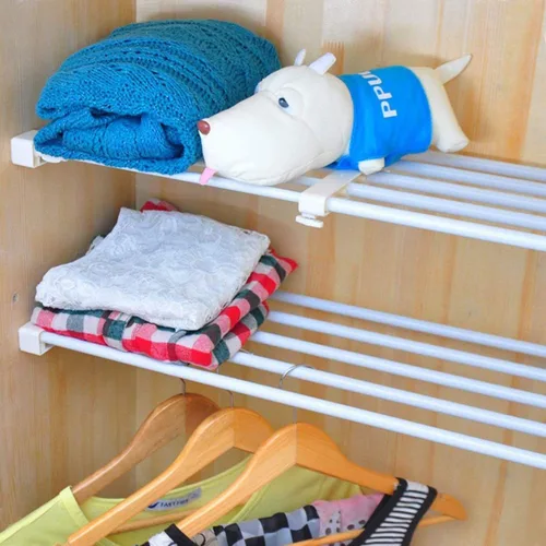 Miniatura 7 de Organizador de estante ajustable, estante extensible y barra de armario sin taladrar para armario, estantería de cocina (10.3 a 14.9 pulgadas)