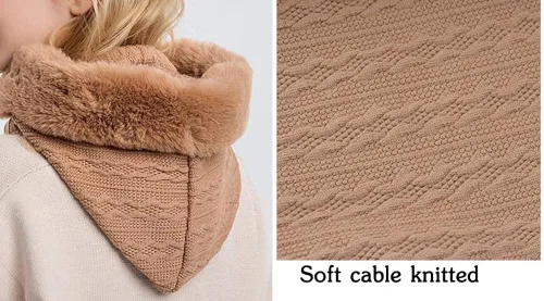 Miniatura 4 de Gorro de forro polar holgado de una pieza para mujer, bufanda con cordón, cálido, con capucha, pasamontañas de invierno
