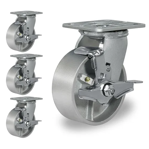 Miniatura 45 de Ruedas giratorias de 4 x 2 pulgadas, ruedas industriales resistentes, ruedas giratorias con rodamiento de rodillos - Ruedas de hierro fundido