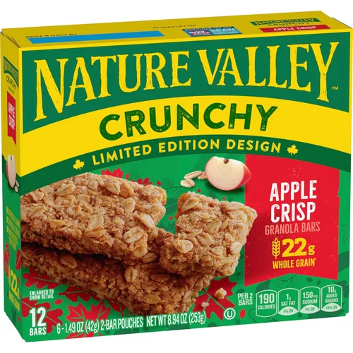 Nature Valley Barras de granola crujientes, Apple Crisp, caja de edición limitada, 12 barras, 8.94 oz (6 bolsas)