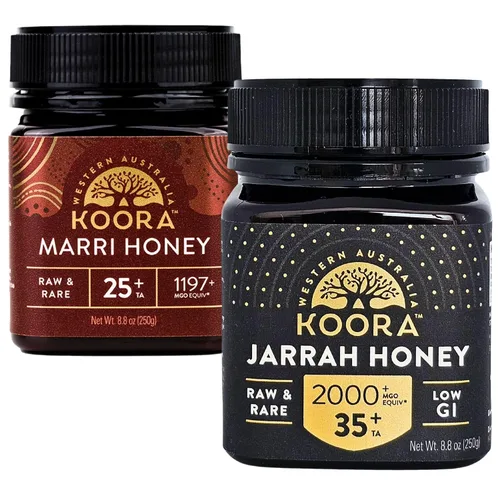 Paquete de Jarrah Honey TA 35+ y Marri Honey TA 25+ (MGO 2000+ y MGO 1197+ equivalente a miel de manuka)