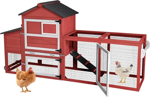 Miniatura 8 de Gallinero para 2-4 pollos expandible casa de pollo móvil para exteriores con ruedas, bandeja extraíble sin fugas, caja de anidación para gallinero