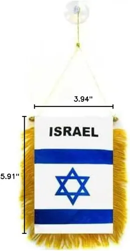 Miniatura 2 de AZ FLAG Israel - Mini pancarta israelí de 5.9 x 3.9 in, con ventosa, colgador de ventosa de 5.9 x 3.9 in