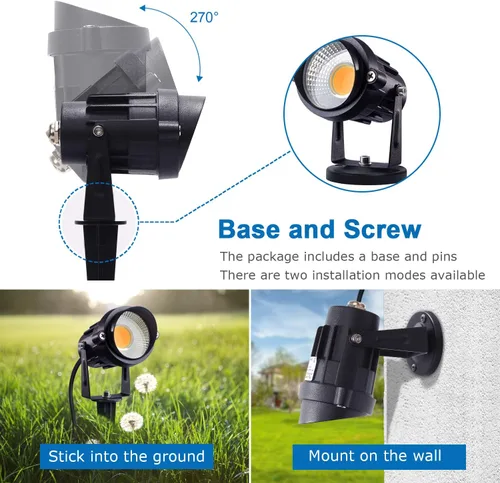 Miniatura 5 de SUNVIE Luces LED de 120 V para exteriores, iluminación de paisaje de 12 W, focos de CA para patio, foco de paisaje impermeable con estaca de pinchos