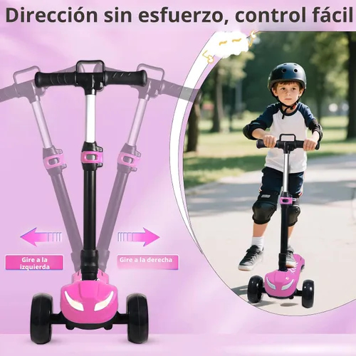 Miniatura 6 de Electric Scooter for Kids Ages 3-12, Full Body Lights Up, Wide Deck, 3 Adjustable Heights, 5MPH Safe Speed, 90min Riding, Foldable 3 Wheel Electric