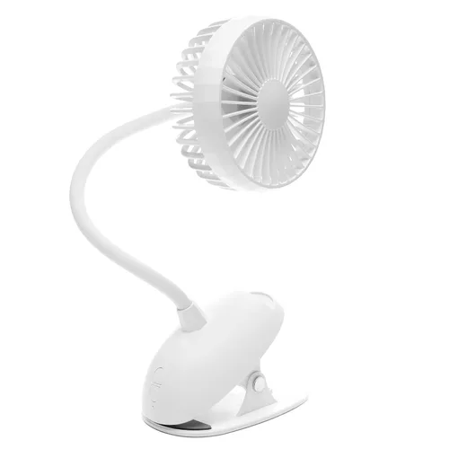 O2COOL Ventilador de clip de batería USB recargable de 5 pulgadas, ventilador ajustable con 3 velocidades, cuello ajustable, cuello de cisne largo,