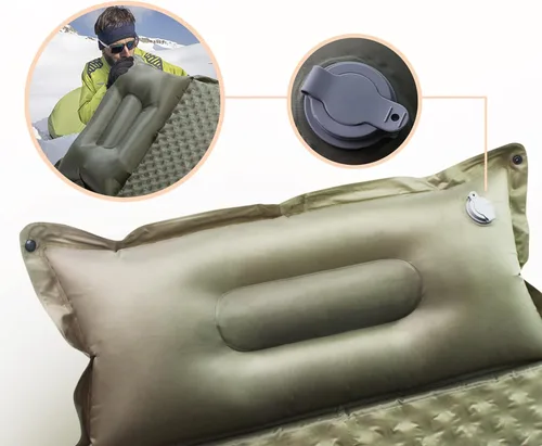 Miniatura 3 de Colchoneta de dormir doble para acampar con almohada, colchón de espuma viscoelástica de 2 pulgadas para 2 personas, almohadilla de campamento