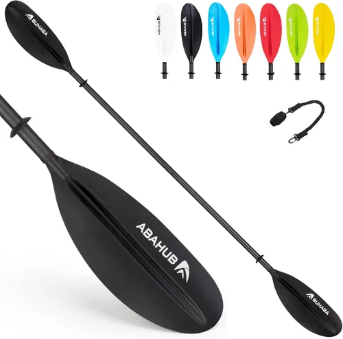Miniatura 11 de Abahub 1 pala de kayak de carbono, remos de kayak de 90.5 pulgadas para canotaje, canoa con correa de remo gratis, eje de fibra de carbono
