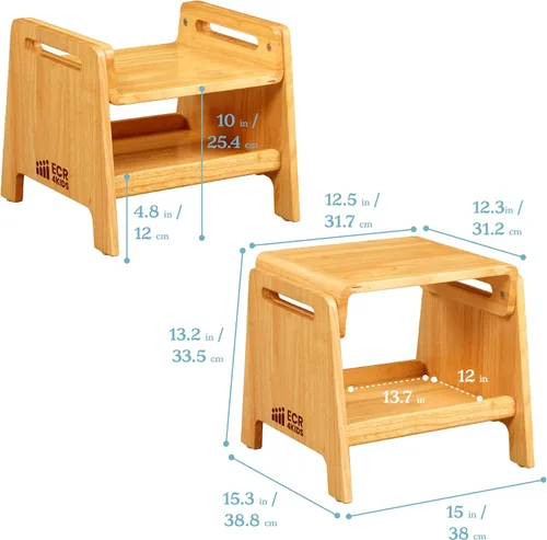 Miniatura 2 de ECR4Kids Taburete para sentarse o escalonar, muebles para niños, miel