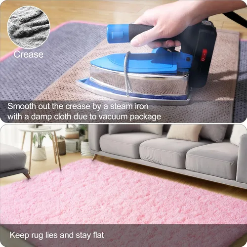 Miniatura 5 de qulint Alfombras de área de 8 x 10 pies para sala de estar, alfombra rosa grande y esponjosa para dormitorio, alfombras suaves y peludas para niños