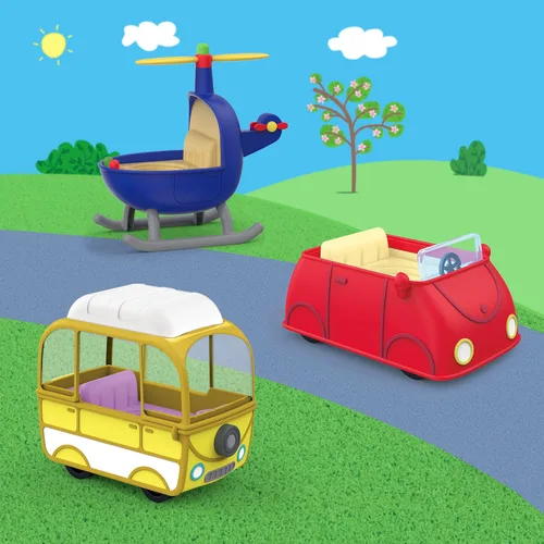 Miniatura 8 de Peppa Pig Peppa's Little Vehicle Playset para niñas y niños, incluye helicóptero, cámper y automóvil, y juego de 5 figuras, juguetes preescolares, a