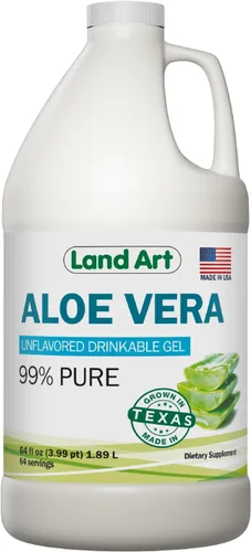 Land Art - Gel orgánico de aloe vera bebible para alivio de acidez estomacal y reflujo ácido - 99.7% puro - Procesado en frío - Mejora la salud