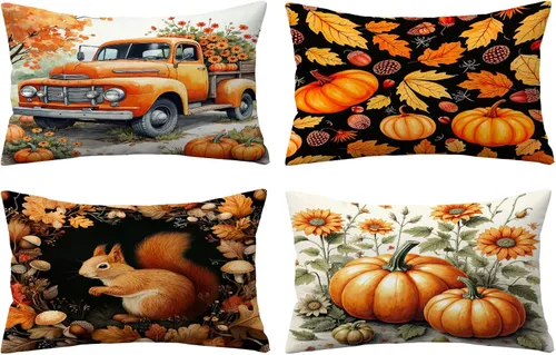 Miniatura 19 de Fundas de Almohada Feliz Navidad 12x12 Juego de 4 Fundas de Almohada de Terciopelo de Navidad Rosa Navidad Invierno Vacaciones Fundas de Almohada
