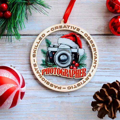 Miniatura 3 de Adorno de Navidad para fotógrafo, adorno de fotógrafo para árbol de Navidad, regalo de Navidad para amantes de la cámara, recuerdo para entusiastas