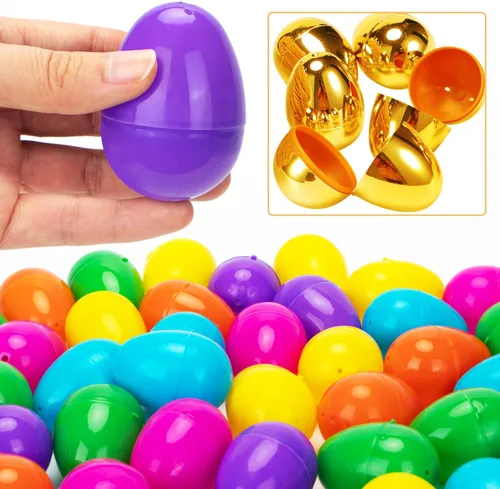 Miniatura 3 de 288 huevos de Pascua – 2.36 pulgadas de colores brillantes huevos de Pascua de plástico vacíos incluyen 18 huevos dorados perfectos para la caza