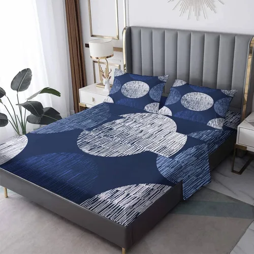 Miniatura 8 de Juego de sábanas geométricas divididas tamaño King, sábanas de retazos, sábanas y fundas de almohada estampadas de 5 piezas, microfibra suave