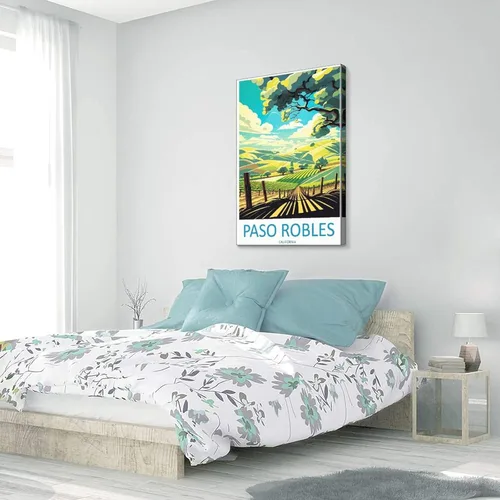 Miniatura 3 de Paso Robles - Póster de viaje vintage de California, paisaje de 08 x 12 pulgadas (7.9 x 11.8 in), lienzo artístico y lienzo para pared de sala