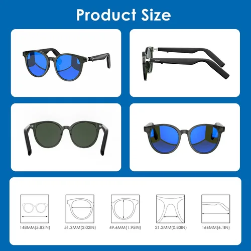 Miniatura 6 de GetD Gafas de sol AI para hombres y mujeres, ajuste de puente bajo, gafas de sol inteligentes alimentadas por ChatGPT con traducción de 74 idiomas
