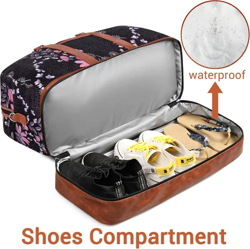 Miniatura 49 de IBFUN Bolsas de fin de semana para mujer, bolsa grande de lona para viaje, bolsa de viaje con compartimento para zapatos, 21 pulgadas, juego de 3