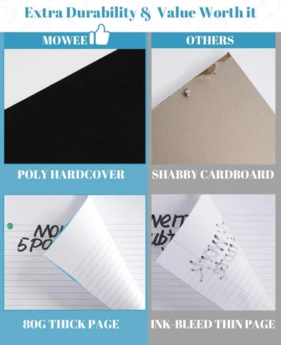 Miniatura 2 de Cuaderno de 5 materias – Cuaderno de espiral, cuaderno de rayas universitarias con bolsillo divisor, pestañas, regla de 11 pulgadas, 200 páginas