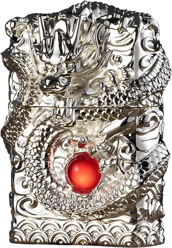 Encendedores de dragón tallado vintage, encendedor de trinchera reutilizable antiguo de queroseno para colección, decorativo, regalo (plateado)