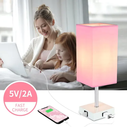 Miniatura 4 de Lámpara de mesa con control táctil, 3 modos regulables, puertos USB C+A y tomacorriente, lámpara de noche para decoración de dormitorio y sala
