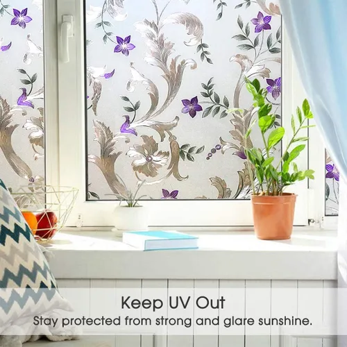 Miniatura 16 de Película esmerilada de privacidad para ventana, sin pegamento, protección de privacidad, control de calor, anti UV, vitrales de hierro para el hogar