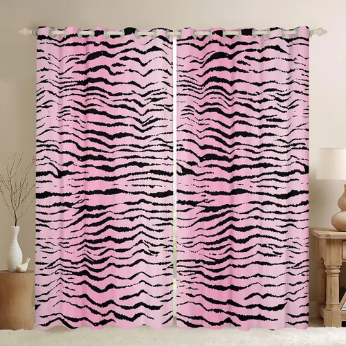 Miniatura 18 de Feelyou Cortinas opacas con estampado de leopardo de 30% a 50%, cortinas de oscurecimiento con estampado de guepardo para dormitorio, para niños