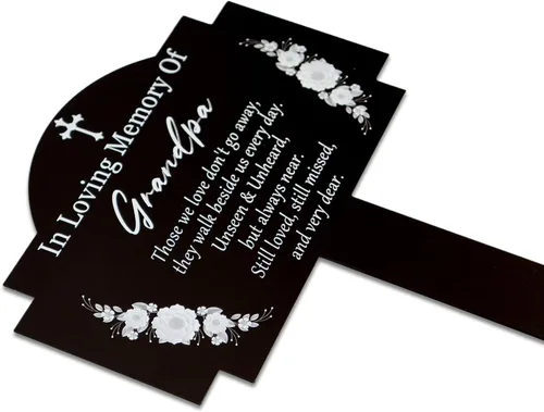 Miniatura 8 de Decoraciones de tumbas para cementerio, estacas conmemorativas, estaca de metal impermeable para cementerio y placa conmemorativa para exteriores