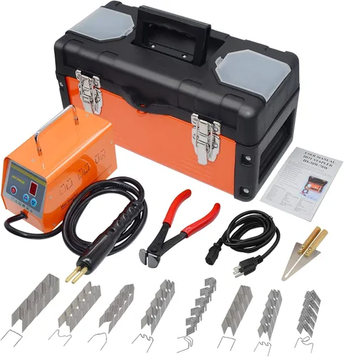 Kit de soldadura de plástico con 800 grapas/5 niveles de potencia/luz de pantalla LED, 110 V parachoques de coche pistola grapadora caliente máquina