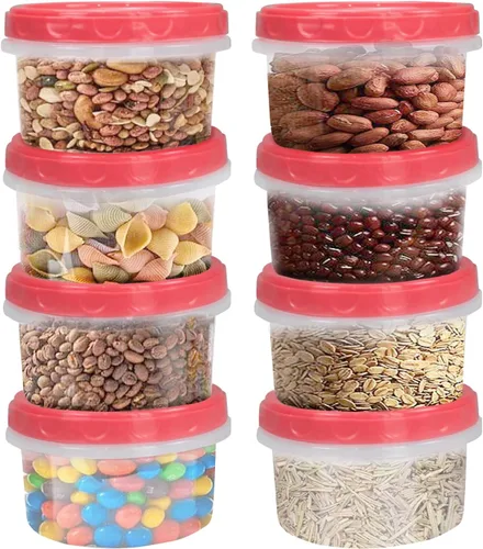 Jucaifu 8 onzas recipientes reutilizables pequeños de plástico para almacenamiento en el congelador con tapa de rosca para snacks y almuerzos (8