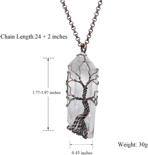 Miniatura 7 de VadiForest Natural Healing Crystal Stone Tree of Life Wire Wrapped Pendant Necklace Reiki Gemstone Quartz Wand Heart Necklace Women Girl Jewelry for