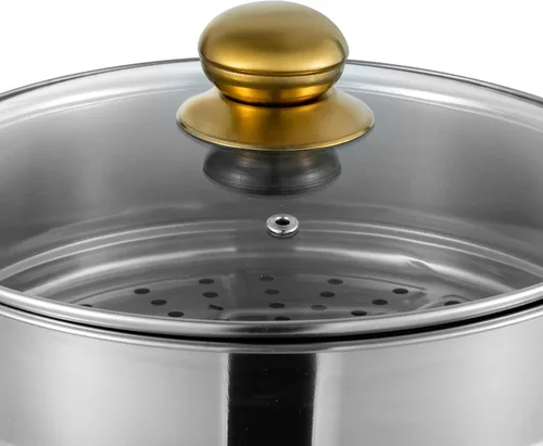 Miniatura 6 de Olla de vapor, olla de vapor de acero inoxidable de 5 niveles con práctica asa de tapa, utensilios de cocina multiusos de 5.0 cuartos de galón