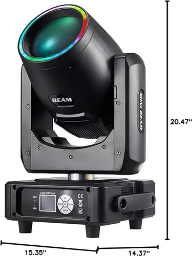 Miniatura 7 de JUNMAN Mini 230W 7R Beam Cabeza Móvil DJ Disco Etapa Luces Led Tira Prisma 48 con tira LED y efecto arco iris