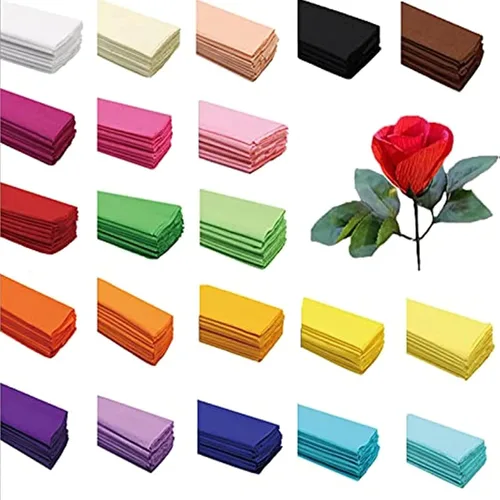 Pliegues de papel crepé (20 hojas), 20 pulgadas de ancho por 3.2 pies de largo, papel crepé mexicano, 21 colores surtidos (mezclado)
