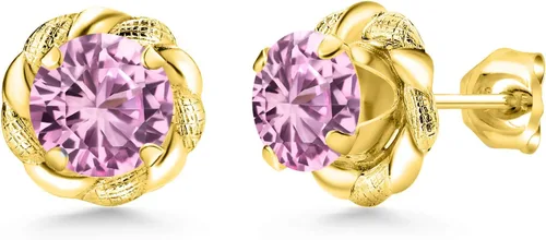 Miniatura 374 de Gem Stone King Aretes de plata de ley 925 de 0.236 in con piedra natal redonda para mujer